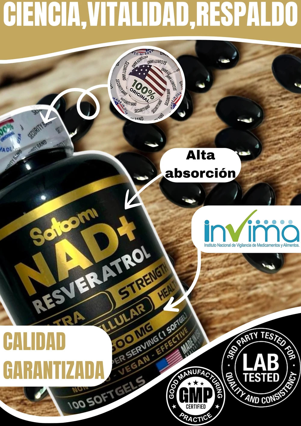 NAD+Resveratrol satoomi x100softgels