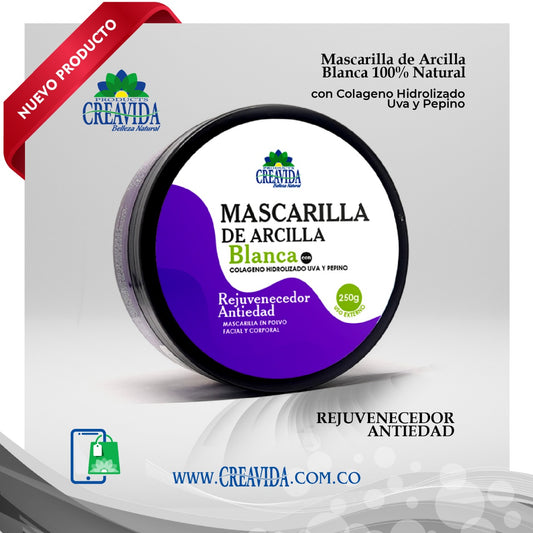 Mascarilla de arcilla Blanca - REJUVENECEDOR ANTIEDAD